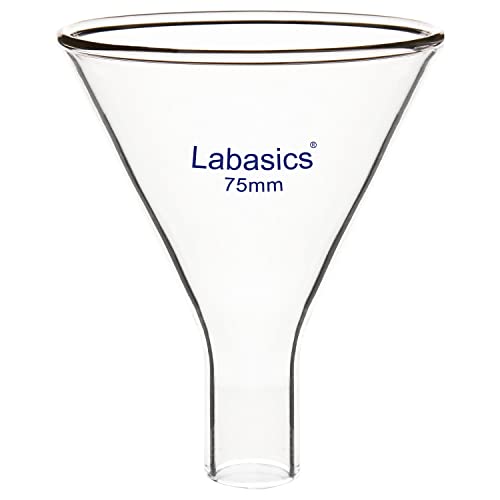 Labasics Glas Pulver Trichter, schwerer Wand Borosilikatglas kurzer Stiel Trichter mit 75 mm Spitzendurchmesser und 31 mm Stiel Durchmesser