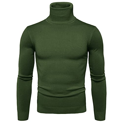 Duohropke Rollkragenshirt Herren Longsleeve Rollkragenpullover Langarmshirt Einfarbig Herrenrolli Unterzieh Pullover Rollkragenpulli