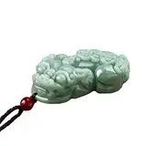 TUKRPQMRI Halskette, Feng Shui-Halskette mit Jade-Anhänger, natürliche schwimmende Blume, Jade, Pixiu/Pi Yao-Anhänger, Stein-Amulett, zieht Reichtum an, Talisman for Wohlstand, Geld, gut/556