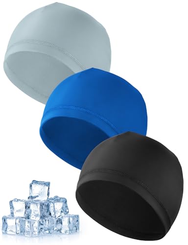 MELLIEX 3 Stück Cooling Fahrradmütze Unter Helm, Atmungsaktiver Eisseidenhut Sommer Sportmütze Multifunktionale Skull Cap für Herren Damen