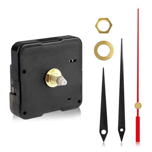 Uhrwerk für Wanduhr Uhrwerke zum Selbsteinbau mit Zeiger,16 MM Quarz Uhrwerk Hochpräzises Geräuschloses, Ersatz- und Reparaturteile Kompatibel mit verschiedenen Uhrenarten1 Packung Uhrzeiger Black (A)