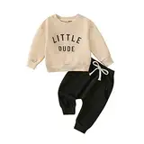WYSUMMER Baby Boy Kleidung Set Kleinkind Kleidung Set Brief Print Pullover Sweatshirt Hosen Outfits Baby Trainingsanzug Langarm T-Shirt und Hosen Kleine Kinder (Off-white, 0-6 Monate/70cm(27.56in))