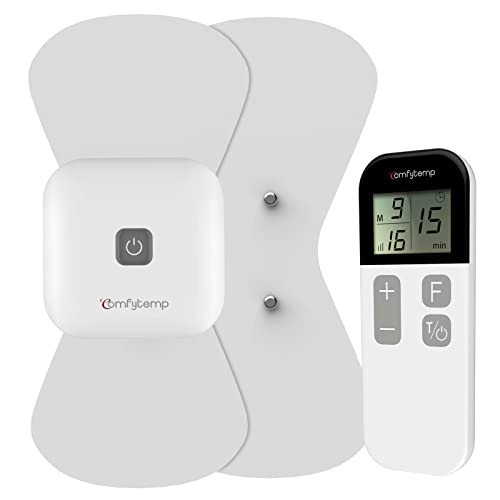 Comfytemp Wireless TENS Gerät, Tragbar Kabellos Schmerztherapie MassageGerät mit 15 Programme16 Intensitätsstufen,15-30min Timer für Bein Rücken Schulter Arm Muskelstimulator mit 2 Pads K6101