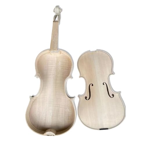 Yinfente Ungeklebte weiße Akustikgeige 4/4 volle Größe, unlackiertes Ahorn- und Fichtenholz-Oberteil und Ahorn-Violinenhals