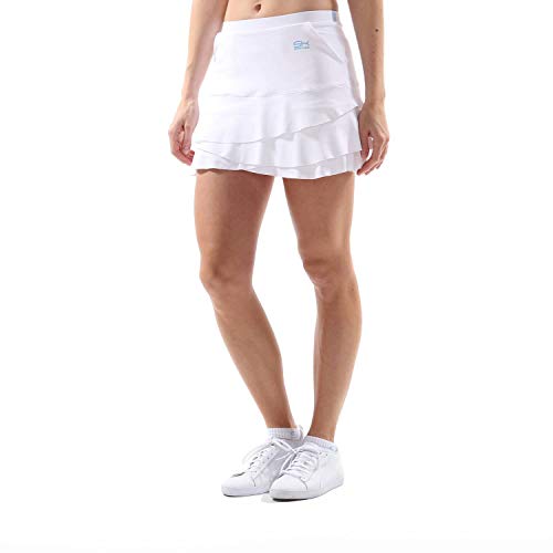 Sportkind Mädchen & Damen Tulip Tennis, Hockey, Golf Skort, Rock mit Taschen & Innenhose, atmungsaktiv, UV-Schutz, weiss, Gr. S