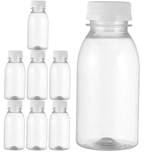 Yardwe 8 Stücke Leere Milchflaschen 200ml Kleine Saftflaschen Kunststoff Wiederverwendbare Milch Trinkflasche Getränkeflasche Transparente Joghurt Smoothie Flaschen zum Befüllen