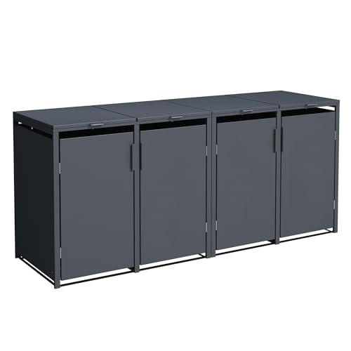 DEGAMO Mülltonnenbox 4-er Mülltonnenhaus MÜNCHEN für 4X Tonnen 120 und 240 Liter, Stahl verzinkt, Farbe anthrazit