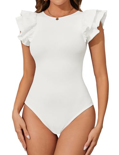 Tuopuda Shapewear Damen Bauchweg Body Sculpting mit Druckknopf Formender Taillenmieder Shaping Miederbody, Weiß, S