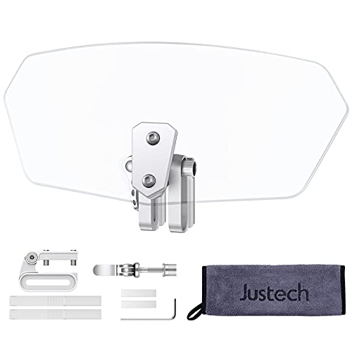 Justech Motorrad Windabweiser Verstellbare Clip-on Windschutzscheibe Zubehör Windschild Windschutzscheibenverlängerung Erweiterung Spoiler Aufsatz für Rennrad Motorrad klar Harz