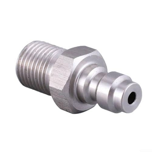 Edelstahl-Anschluss, auslaufsichere Dichtung, Stecker + Kappe, 8 mm Schnellverbinder (1/8 NPT)