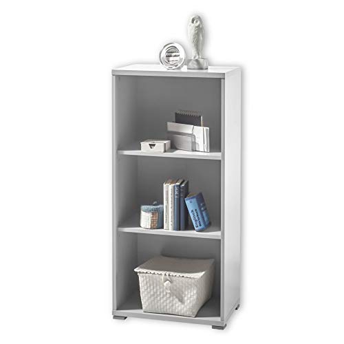 Stella Trading OFFICE LUX Aktenregal, grau - Kleines Standregal mit 3 offenen Fächern - Modernes Büromöbel Komplettset - 52 x 114 x 35 cm (B/H/T)