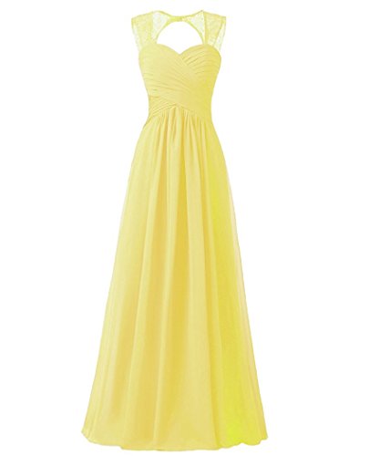 Beonddress Damen Chiffon Brautjungfernkleider Ballkleid Abendkleider lang Hochzeitskleid Cocktail Party(Gelb,34)