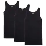 NUOZA Unterhemd Herren Tank Top 3er Pack Feinripp Muskelshirts Baumwolle alle Größen und Farben-Schwarz,L