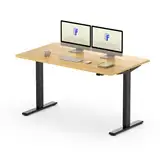 FLEXISPOT Höhenverstellbarer Schreibtisch Basic 140x80cm - Einteilige Tischplatte - Ergonomisches Sitz-Stehpult mit einfacher Bedienung (Ahorn, Schwarzes Gestell)