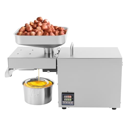 610W Edelstahl Automatische Kalt und Heiß Ölpresse Maschine Ölmühle Öl Extraktion Expeller, Elektrisch Auszieher für Walnuss Erdnuss Sonnenblumenkerne (610W Ölpresse mit Temperaturregelung)