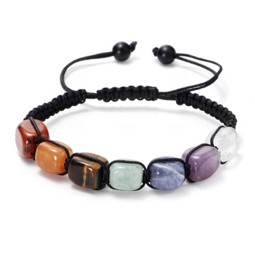 Mayoii 7 Chakren Armband Naturstein, Armband Kristall, Chakra Armbander fur Frauen,Glück Edelstein Armband, 7 Chakra Armband, Chakra Armband Echte Steine,Heilsteine Armband