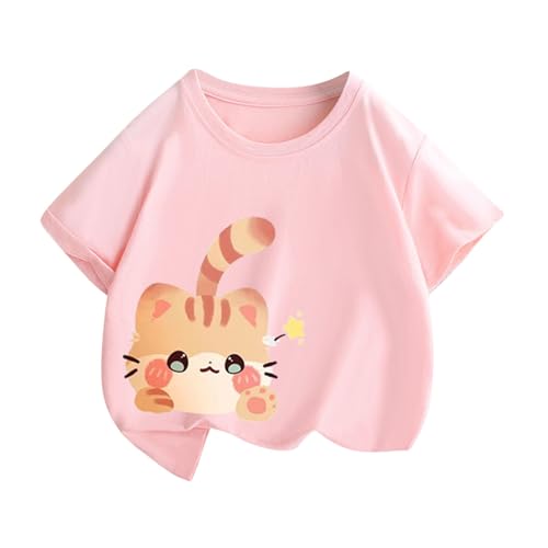 T Shirt Mädchen Baumwolle Casual Einfarbig Sommer Tops Atmungsaktiv Schnelltrocknend Croptop Rundhals Kurzarm Top Freizeit Basic Kinderkleidung Unterhemd Mode Tshirt 2-13Jahre 13 Rosa 150