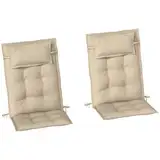 Outsunny 2er Set Auflage für Sonnenliege Wasserabweisend Liegenauflage für Gartenliege Polsterauflage für Strandliege Liegestuhl Kissen Polster für Gartenmöbel Auflagen 50x116x5 cm, Beige