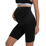 INNERSY Umstandsslip Shorts Schwarz Schwangerschafts Unterhosen Langes Bein Anti Scheuern Radlerhose (L, Schwarz)