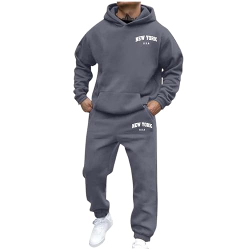 C'est TT Retourenkauf, Jogginganzug Herren set Sweatshirt und Jogginghose Warmes Trainingsanzug Langarm Sportanzug Sport Outfit set Zweiteiler Elegant Jogger set Bequem Baggy Stretch Fitnessanzug