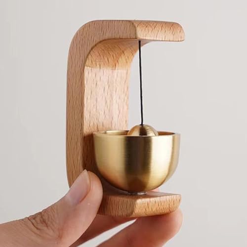 Shopkeepers Klingel zum Öffnen der Tür, Türklingel für den Eingang für Geschäft beim Betreten, Holz-Stil, leichte Messingglocke mit handgefertigter Türklingel, Hausgarten, Windspiel, Einweihungsfeier