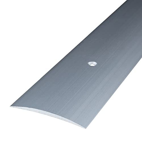 PROVISTON | Übergangsprofil | Breite:60 mm | Höhe:5 mm | Länge:1000 mm | Metallprofil | Bodenprofil | Ausgleichsprofil | Aluminium eloxiert | Silber | Gebohrt | 1 Stück