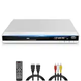 DVD Player für Fernseher, Regionsfrei DVD Spieler mit HDMI AV Ausgang Kabel Enthalten, 1080P DVD-CD-Player mit USB Eingang, Alle Regionen Frei, Fehler Korrektur, Integriertes PAL NTSC-System (Weiß)