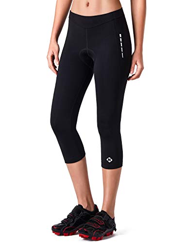 NAVISKIN Damen 3/4-Radhose Radtights Cycling Tights Rennrad Pants Frauen-Sitzpolster Fahrradhose schwarz M