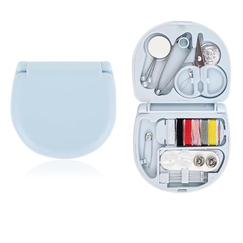 Sewing Kit,Tragbar Nähset Grundausstattung,Travel Essentials Näh Reparaturzubehör,Zusammenklappbar Kunststoffgehäuse Nähset,Enthält Nähgarn,Nadeln,Scheren,Knöpfe usw,für Wohnheime den Hausgebrauch.