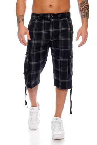 Kendindza Herren Shorts Hose Bermuda Cargo-Shorts 3/4 Sommerhose Capri-Hose Dreiviertel Männer Sommer Herrenshorts kurz Knielang Cargohose Herrenhose Bermudashorts (Schwarz | 665, XL, x_l)