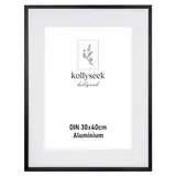 kollyseek Bilderrahmen Aluminium 30 x 40 cm Schwarz Metall Posterrahmen mit bruchsicherem Plexi-glass modern Fotorahmen Picture Frame mit Passepartout für Bilder Poster Fotos schwarz