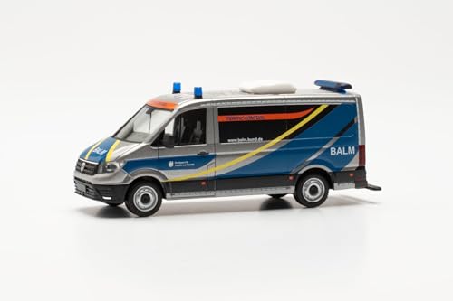 herpa Modellauto VW Crafter Bus Flachdach Bundesamt für Logistik und Mobilität, Miniatur im Maßstab 1:87, Sammlerstück, Made in Germany, Modell aus Kunststoff