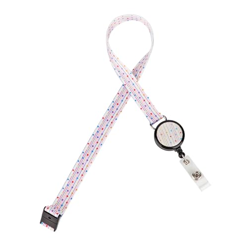 LGEGE Versenkbare Ausweisrolle und Lanyard-Kombination - abbrechbares Sicherheitsdesign, Linien- und Sternenmuster, ID-Ausweis/USB/Zugangskarte/Schlüsselanhänger (47cm)
