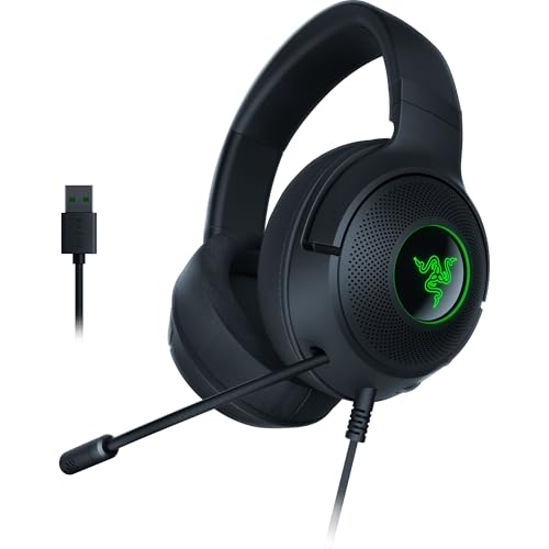 Razer Kraken V3 X USB - Kabelgebundenes USB-Gaming-Headset (Ultra leicht mit 285g, Triforce 40mm Treiber, HyperClear Kardioiden-Mikrofon, 7.1 Surround Sound, Chroma RGB) Schwarz