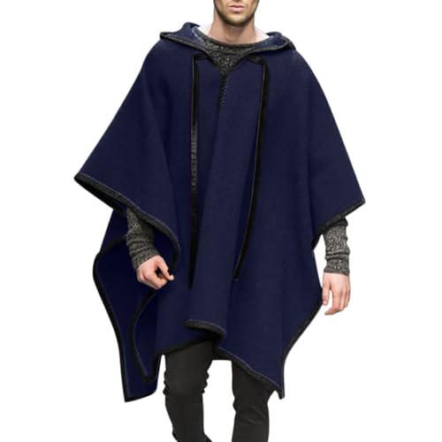 Caxndycing Herren Kapuzenponcho Clint Eastwood Poncho Decke Casual Cape mit Kapuze Poncho für Männer Unregelmäßiger Saum Kapuzenpullover Bequeme Hauskleidung Fashion Streetwear