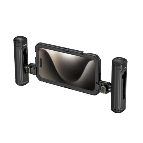 SMALLRIG Dual-Handy-Käfig-Set für iPhone 15 Pro Max, mobiles Video-Rig-Käfig-Set mit kabellosen Schnellverschluss-Doppelgriffen für Videoaufzeichnung/YouTube/Live-Streaming/Vlog – 4392