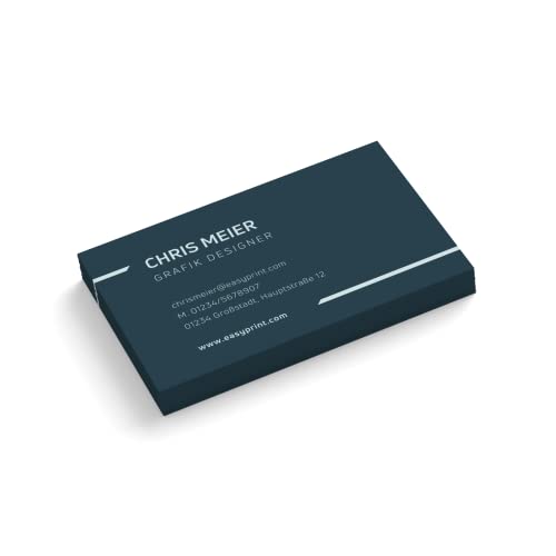 100 Visitenkarten "Frame" - 1-seitig - Querformat - rechteckig - viele Farben + Papier zur Auswahl - sofort personalisieren (Blau)