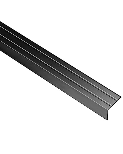 Gedotec Treppen-Kantenprofil selbstklebend | 1 Stück Stufen-Kantenprofil Aluminium schwarz | 1000 mm | Bodenprofil ungelocht zum Kleben | Winkel-Schutzprofil 25 x 8 mm | Alu-Winkelprofil mit Rille