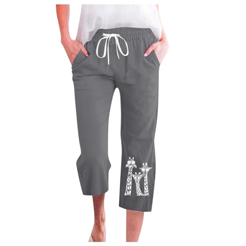 Hose für Damen, Strand, Sport, Anzug, Hose, lockere Motorradhose, Baumwolle, Reisen, Jogger, Klasse, kariert, Fußball, Damen, grau, S