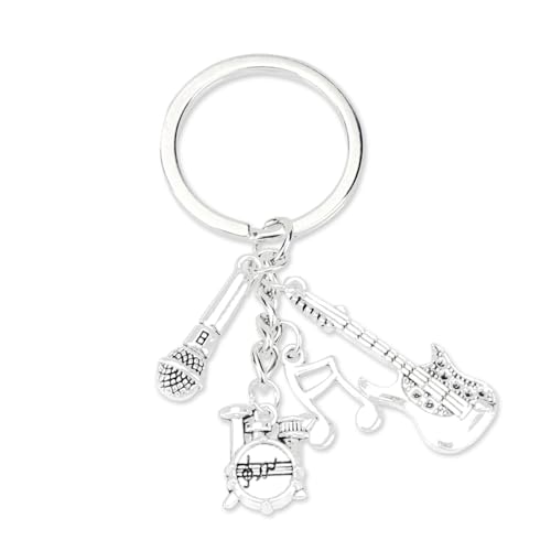 Schlüsselanhänger Für Musikliebhaber, Personalisierter Metallischer Schlüsselanhänger Mit Gitarre, Mikrofon, Noten Und Schlagzeug, Motivationsgeschenke Für Frauen, Guter Freundin Und Zur Einschulung