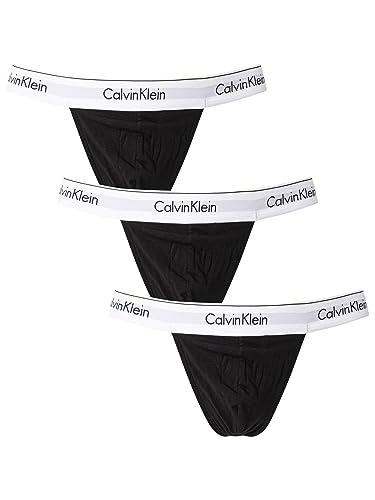 Calvin Klein Herren 3er Pack Strings Baumwolle mit Stretch, Schwarz (Black, Black, Black), XL