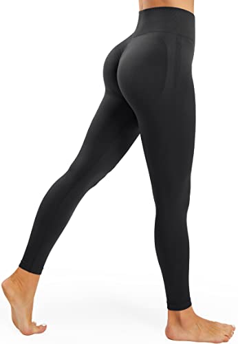 JOYSPELS Sport Leggings Damen Scrunch Butt, Sporthose Damen Lang Blickdicht Po Push Up Seamless Leggins Tights Schwarz M