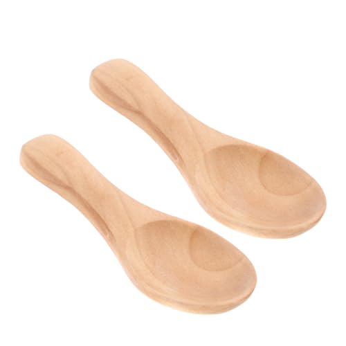 Kleiner Salzlöffel Mini Holzlöffel Milchpulver Löffel Messlöffel Gewürze Gewürzsalz Honig Teelöffel, Perfekt für Kleine Gläser Marmelade, Gewürze,2 Stück, 7,3 X 3,7 cm