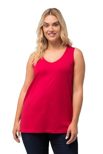 Ulla Popken Damen Feminines Top mit V-neck T-Shirt, rot, 62-64