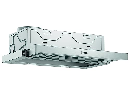 Bosch DFM064W54 Serie 2 Flachschirmhaube, 60cm breit, Um- & Abluft, Made in Germany, LED-Beleuchtung gleichmäßige Ausleuchtung, Wippenschalter,3 Leistungsstufen,Metallfettfilter spülmaschinengeeignet