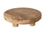 Spetebo Echt Holz Pflanzenhocker Teak - 30x7 cm - Kleiner Deko Hocker Blumenhocker massiv aus Handarbeit