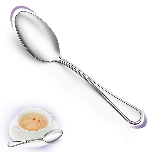 Löffel 24 Stück, Gifcomda Edelstah Suppenlöffel Set, Exquisit Spiegelpoliert Tafellöffel/Suppenlöffel/Esslöffel für Zuhause Restaurant Partei, Spülmaschinenfest(20cm)
