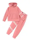 Teen Girl Hoodie Set Winterkleidung Nette Langarm Set Hoodie Tops Mit Tasche Stretch Hosen Winterkleidung 5-6 Jahre