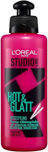 L'Oréal Paris Studio Line Hitzeschutz-Balm, Haarcreme für glatte Haare, Anti-Frizz, Hot & Glatt Thermo-Glättungs-Balm, 1 x 200 ml