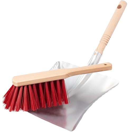 Kehrblech und Handfeger, Made in Germany, Kehrset, Kehrgarnitur ideal für Garten, Aussen, Draussen, Handfeger Kehrblech Draußen, Handfeger mit Kehrblech